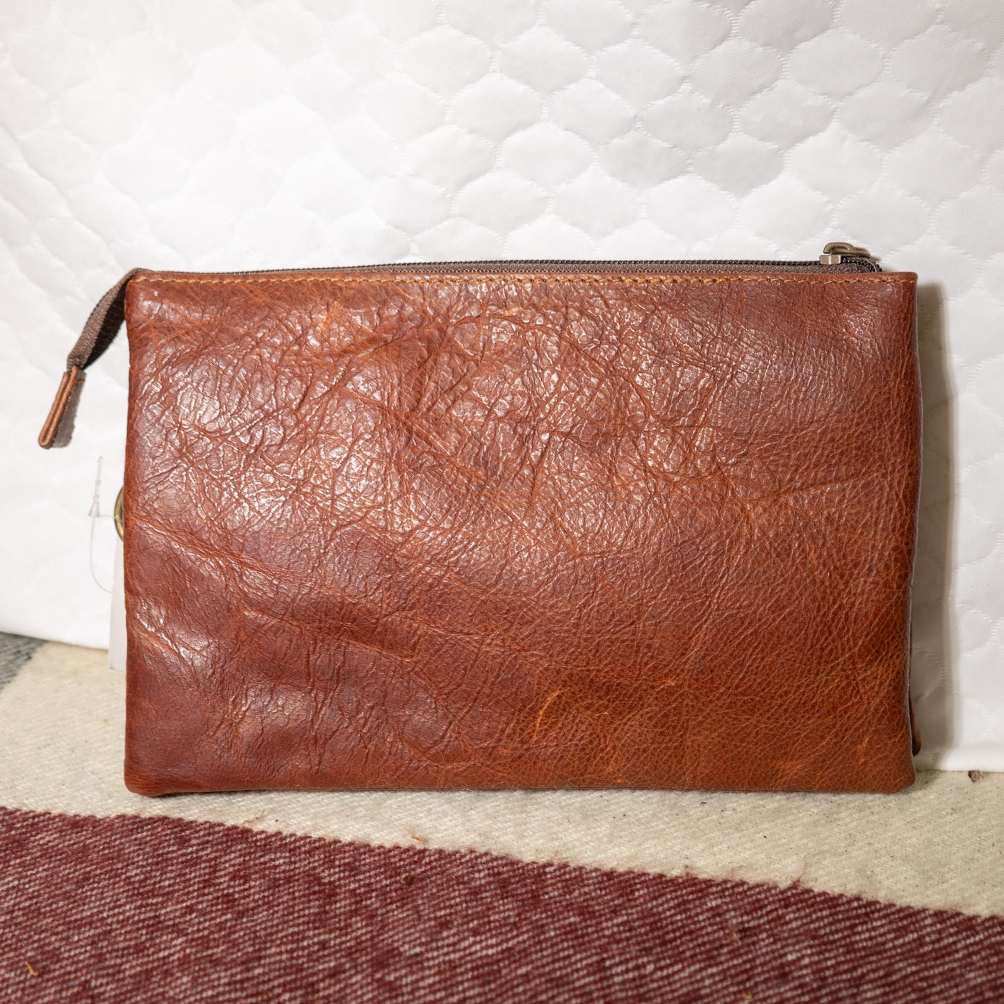 #159 CROSS BODY ZIPPER FRONT/ COWHIDE FRONT/LEATHER BACK