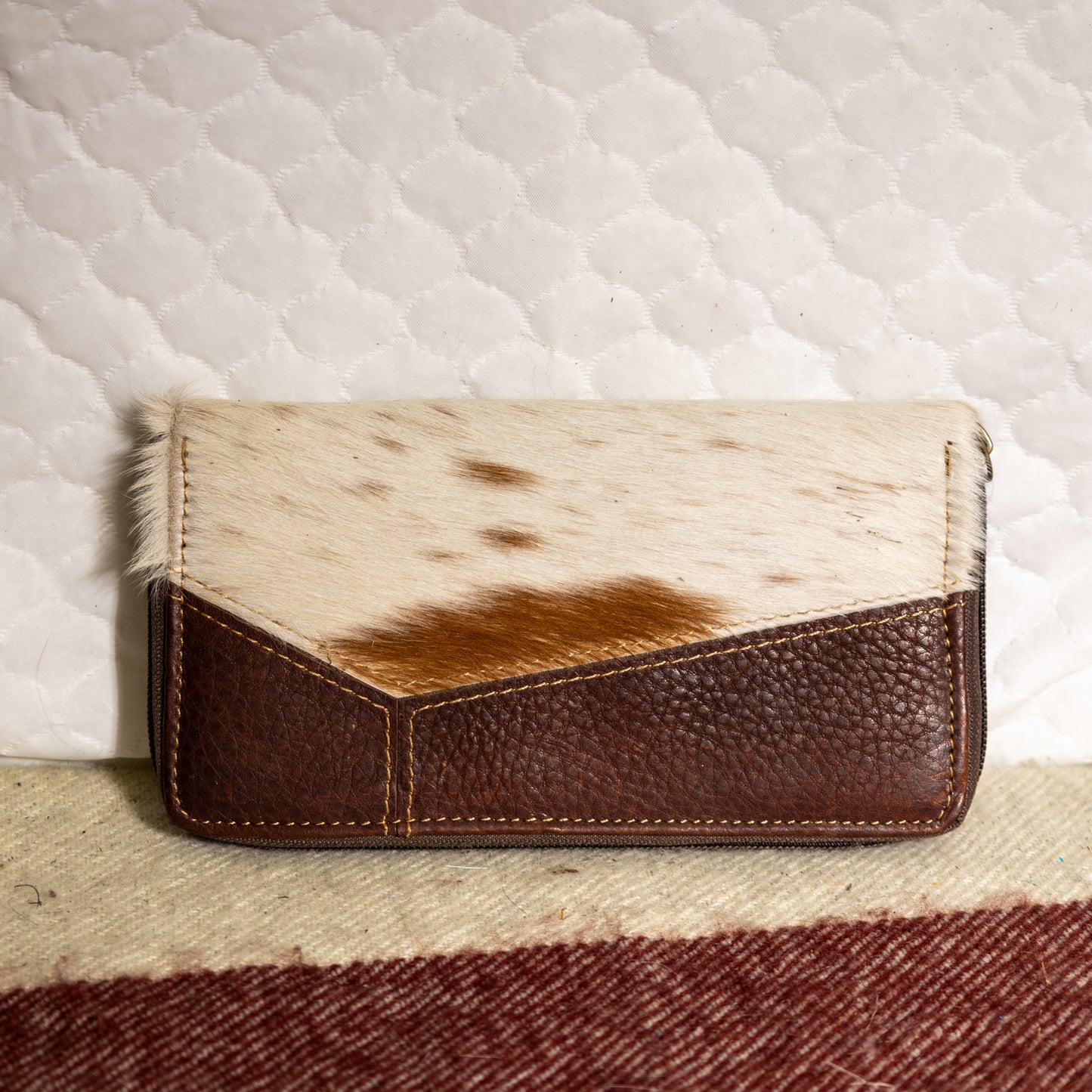 #201 WALLET COWHIDE AND LEATHER FRONT/LEATHER BACK/ZIPPERED