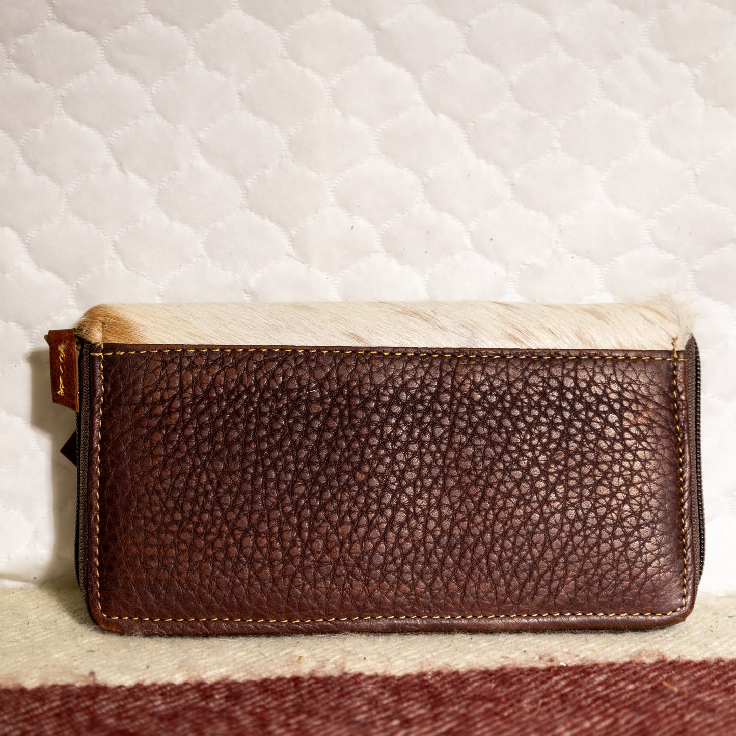 #201 WALLET COWHIDE AND LEATHER FRONT/LEATHER BACK/ZIPPERED