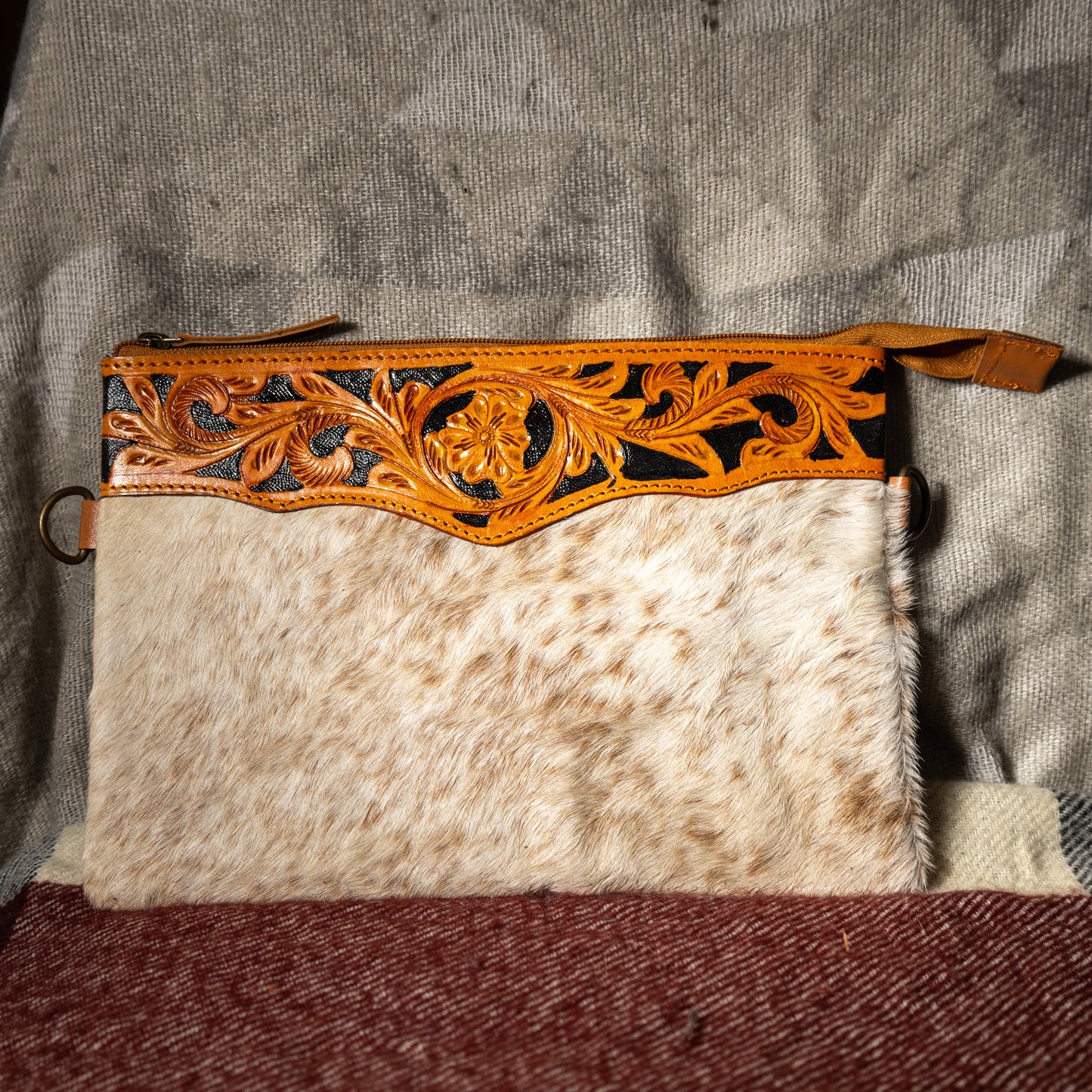 212 COWHIDE CROSSBODY TOOLED FLORAL TOP