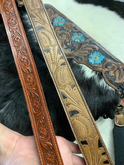 #219 CROSSBODY PURSE STRAPS TOOLED LEATHER
