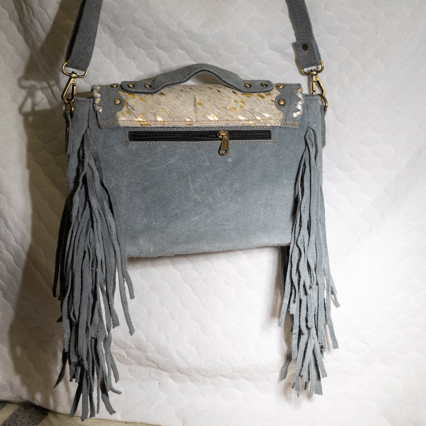 #59 CROSS BODY W/ BEAD WORK / BRASS RIVETS