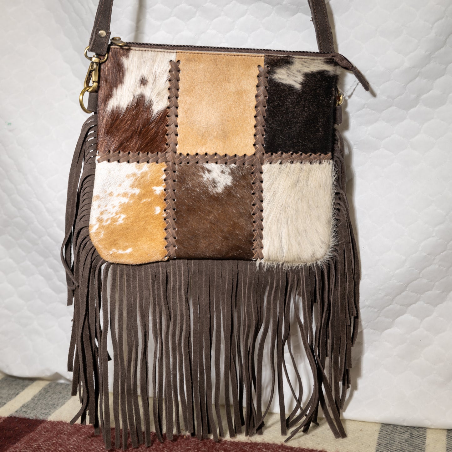 #61 CROSS BODY PURSE PATCH WORK W/ FRINGE