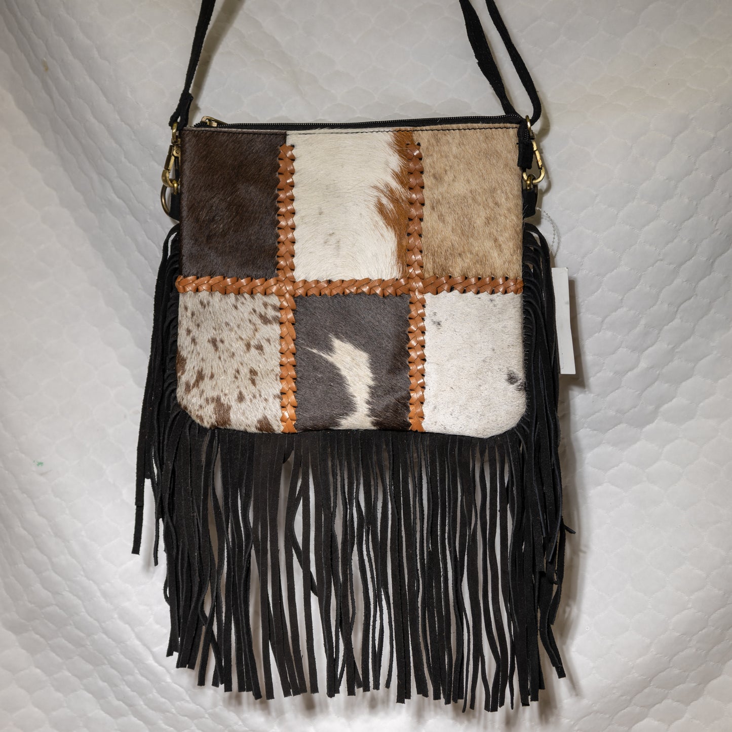 #61 CROSS BODY PURSE PATCH WORK W/ FRINGE