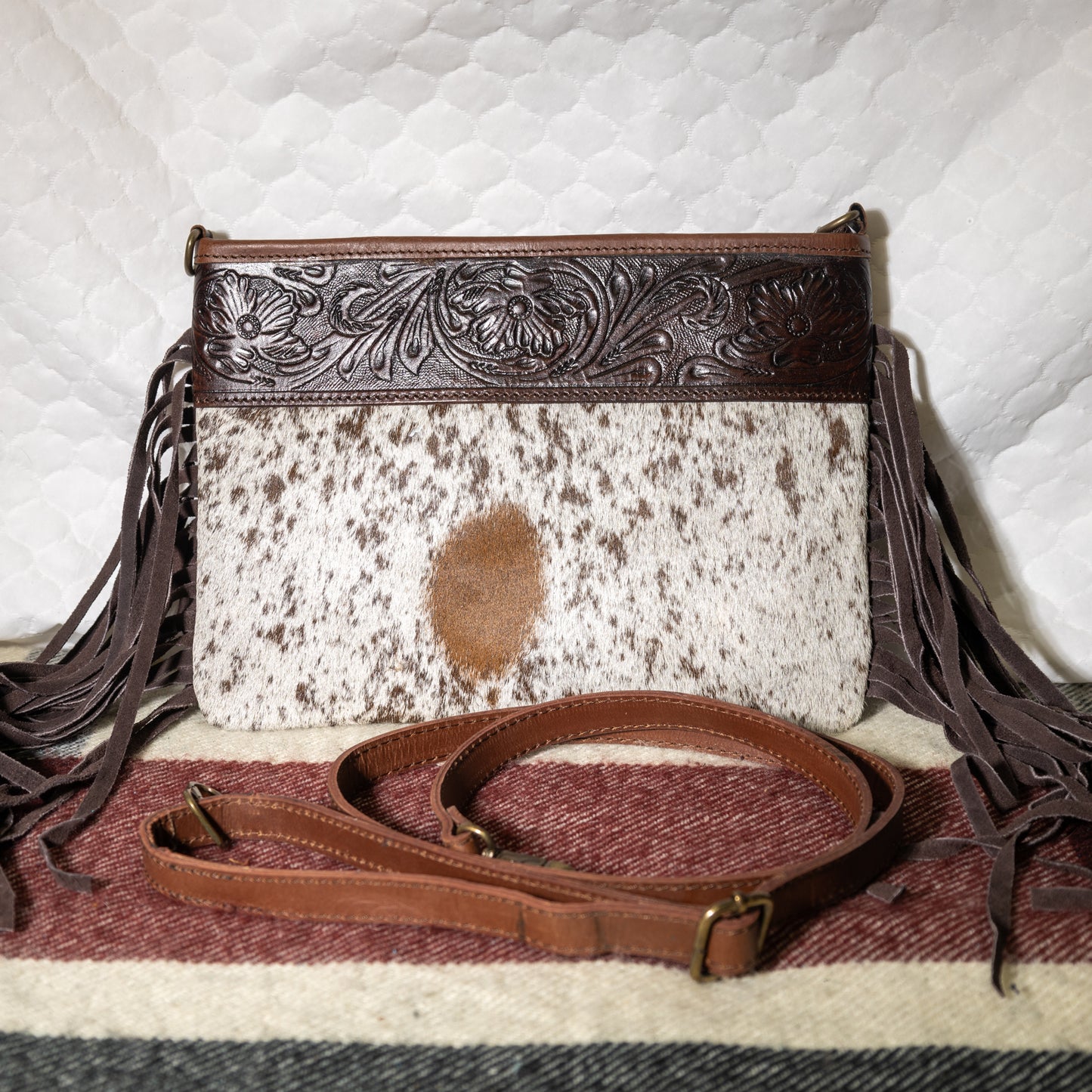 #63 CROSS BODY W/ TOOLED TOP/ SHOULDER STRAP