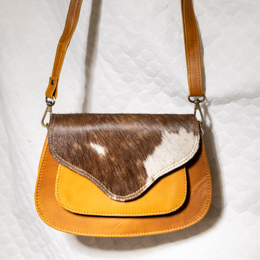 #75 CROSS BODY/ LEATHER BODY/ COWHIDE FLAP