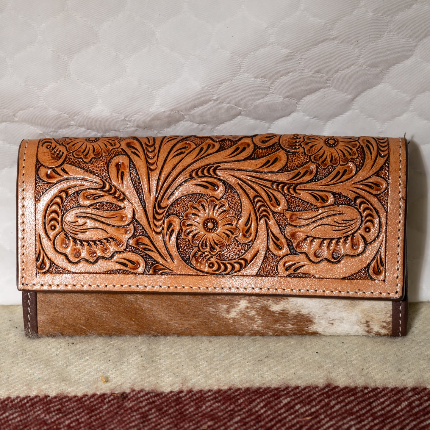 #79 WALLET COWHIDE BODY/ TOOLED LEATHER FLAP