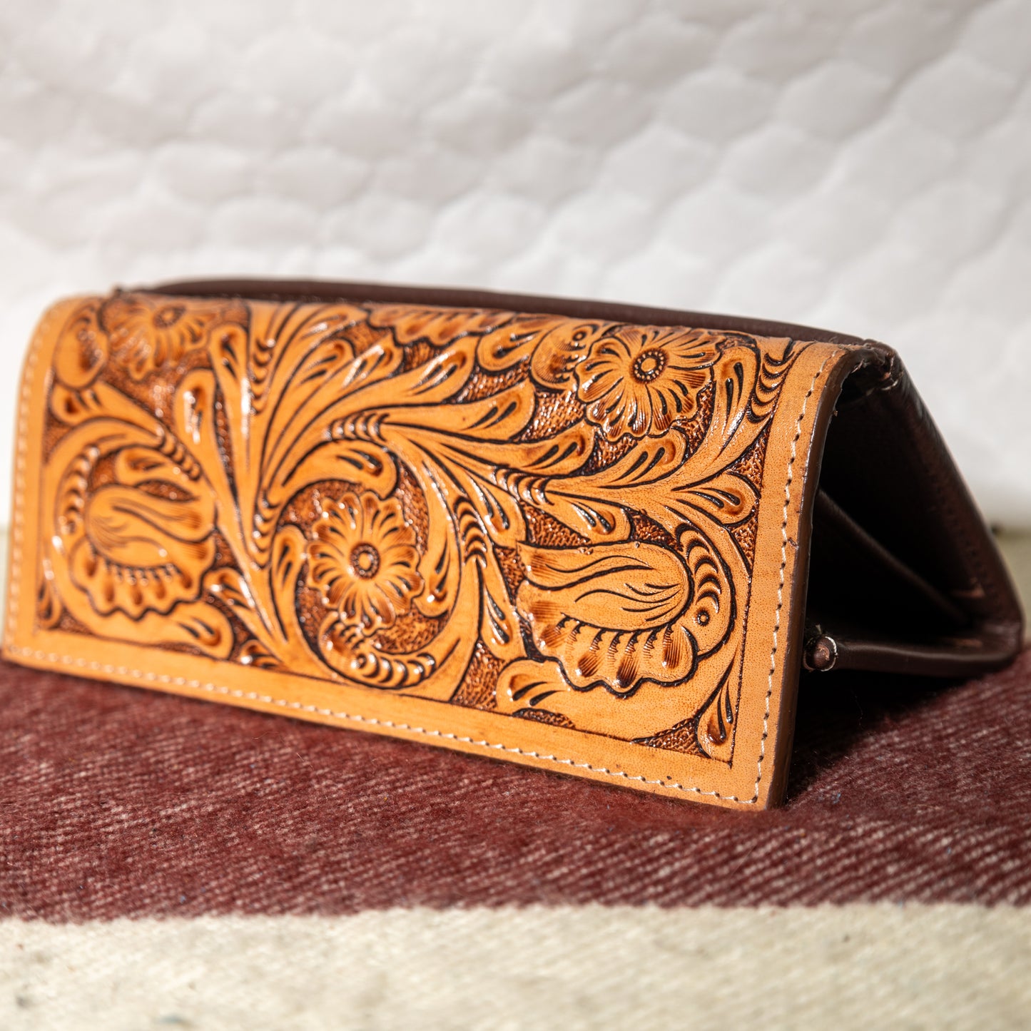 #79 WALLET COWHIDE BODY/ TOOLED LEATHER FLAP