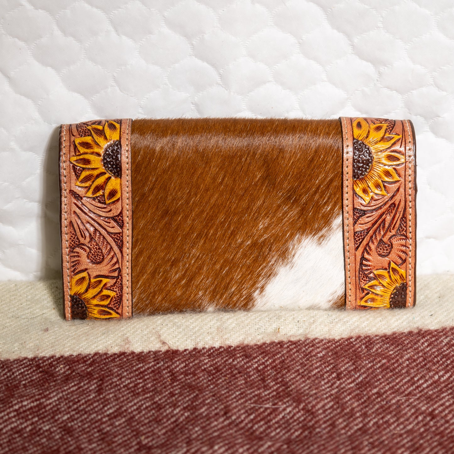 #164 WALLET COWHIDE/ TOOLED LEATHER TRIM