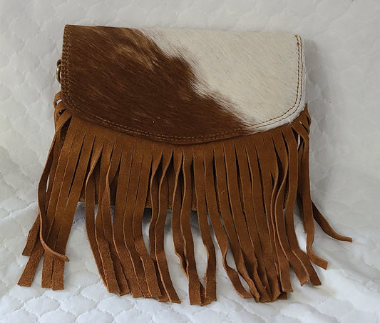 #78 CROSS BODY/ COWHIDE FOLD OVER FLAP/ FRINGES