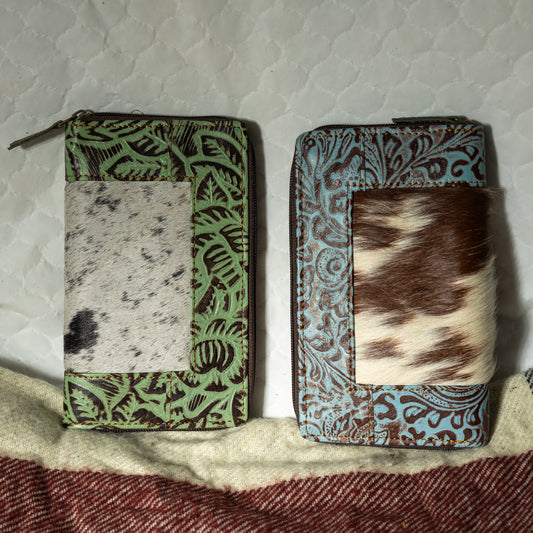 205 LADIES WALLET WITH COWHIDE BODY WITH FLORAL EDGE