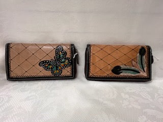 #49 LEATHER FEATHERED WALLET